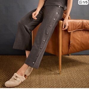 CAbi Charcoal Snap Crop Pants with Button Accents